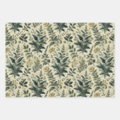 ヴィンテージ植物性アイボリー/セージのラップデクページ紙 ラッピングペーパーシート (正面2)