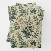 ヴィンテージ植物性アイボリー/セージのラップデクページ紙 ラッピングペーパーシート (インサイチュ)