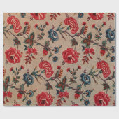 ヴィンテージ植物性アールヌーボーフローラルパターンスクラフト ラッピングペーパー (フラット)