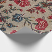ヴィンテージ植物性アールヌーボーフローラルパターンスクラフト ラッピングペーパー (角)