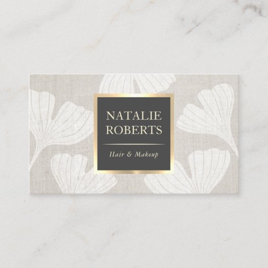 ヴィンテージ植物性イチョウのメイクアップアーティストヘアサロン 名刺 (正面)