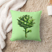 ヴィンテージ植物性イラストレーションアーティチョーク クッション (ブランケット)