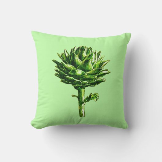 ヴィンテージ植物性イラストレーションアーティチョーク クッション (正面)