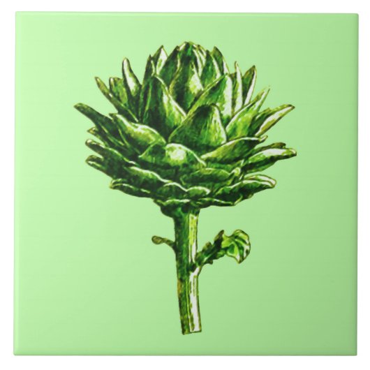 ヴィンテージ植物性イラストレーションアーティチョーク タイル (正面)