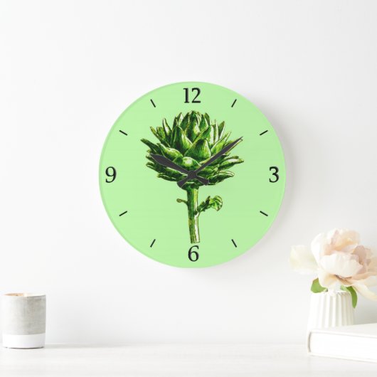 ヴィンテージ植物性イラストレーションアーティチョーク ラージ壁時計 (ホーム)