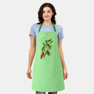 ヴィンテージ植物性イラストレーションチリペッパー エプロン