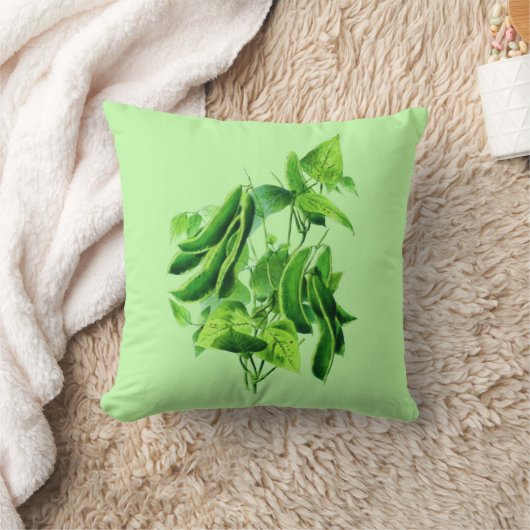 ヴィンテージ植物性イラストレーションビーンつる植物 クッション (ブランケット)