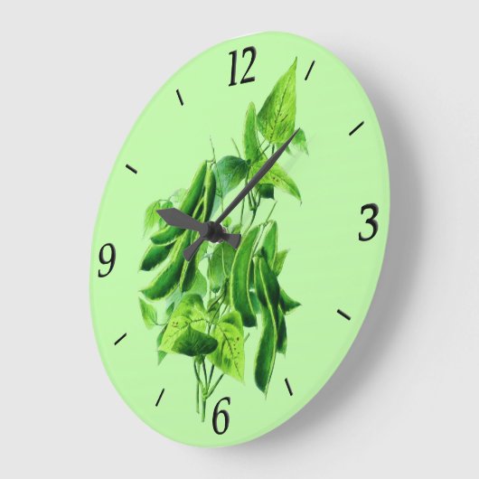 ヴィンテージ植物性イラストレーションビーンつる植物 ラージ壁時計 (傾斜)