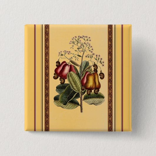 ヴィンテージ植物性イラストレーションボタン 缶バッジ (正面)