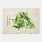 ヴィンテージ植物性イラストレーションリマビーンつる植物キ キッチンタオル (横)