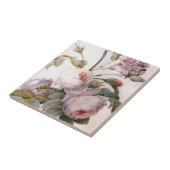 ヴィンテージ植物性イラストレーション、ピンクローズ タイル (側面)