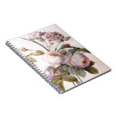 ヴィンテージ植物性イラストレーション、ピンクローズ ノートブック (右側)