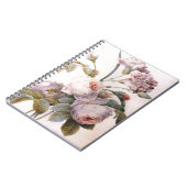 ヴィンテージ植物性イラストレーション、ピンクローズ ノートブック (左側)