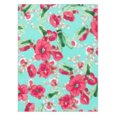 ヴィンテージ植物性オリーブ葉グリーン水色 テーブルクロス (正面)