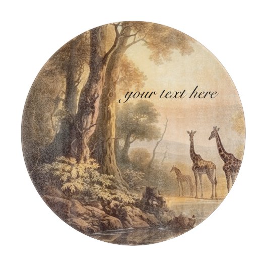 ヴィンテージ植物性キリン、カスタマイズ可能 カッティングボード (正面)