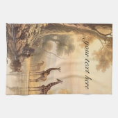 ヴィンテージ植物性キリン、カスタマイズ可能 キッチンタオル (横)