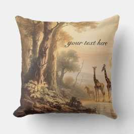 ヴィンテージ植物性キリン、カスタマイズ可能 クッション