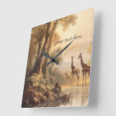 ヴィンテージ植物性キリン、カスタマイズ可能 スクエア壁時計 (傾斜)