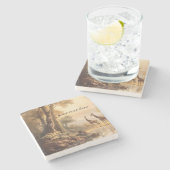 ヴィンテージ植物性キリン、カスタマイズ可能 ストーンコースター (横)