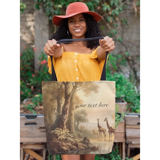 ヴィンテージ植物性キリン、カスタマイズ可能 トートバッグ