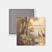 ヴィンテージ植物性キリン、カスタマイズ可能 マグネット (正面/裏面)