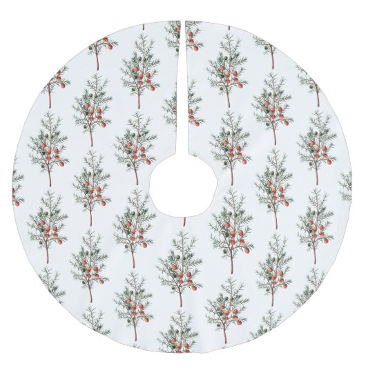 ヴィンテージ植物性クリスマスパターン ブラッシュドポリエステルツリースカート (正面)