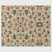 ヴィンテージ植物性クリスマスパターン ラッピングペーパー (フラット)