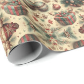 ヴィンテージ植物性クリスマスパターン ラッピングペーパー (ロールコーナー)