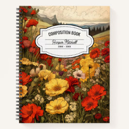 ヴィンテージ植物性ケシの構成ノート ノートブック