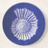 ヴィンテージ植物性コースタルブルーホワイトシーシェル コースター (正面)