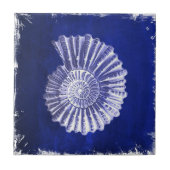 ヴィンテージ植物性コースタルブルーホワイトシーシェル タイル (正面)