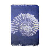 ヴィンテージ植物性コースタルブルーホワイトシーシェル バスマット (正面縦)