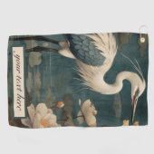 ヴィンテージ植物性シーンブルークレーンのカスタマイズ ゴルフタオル (横)