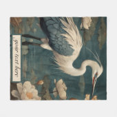 ヴィンテージ植物性シーンブルークレーンのカスタマイズ フリースブランケット (正面(横))