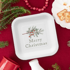ヴィンテージ植物性ジュニパークリスマスグリーン ペーパープレート