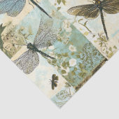 ヴィンテージ植物性トンボのコラージュのデカップージ 薄葉紙 (詳細)