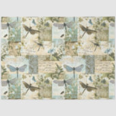 ヴィンテージ植物性トンボのコラージュのデカップージ 薄葉紙 (正面)