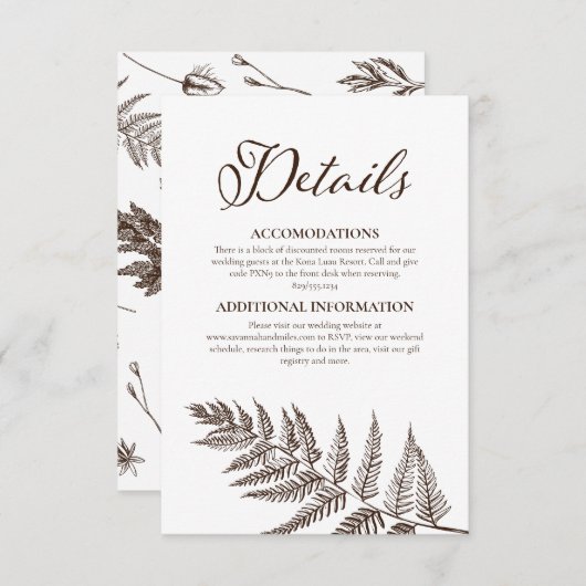 ヴィンテージ植物性ニュートラルセピアブラウン エンクロージャーカード (正面/裏面)