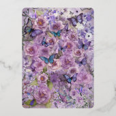 ヴィンテージ植物性バタフライラベンダー 箔招待状 (裏面)