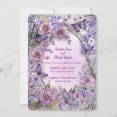 ヴィンテージ植物性バタフライラベ結婚ンダー 招待状 (正面)