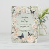 ヴィンテージ植物性バタフライ結婚セージ 招待状 (スタンド正面)