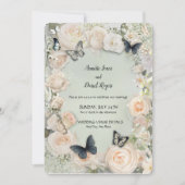 ヴィンテージ植物性バタフライ結婚セージ 招待状 (正面)