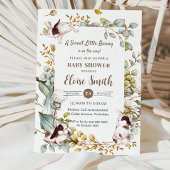 ヴィンテージ植物性バニーウサギ赤ちゃんシャワーQR 招待状