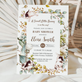 ヴィンテージ植物性バニーウサギ赤ちゃんシャワーQR 招待状