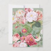 ヴィンテージ植物性バラグリーン&ピンク ノートカード (裏面)