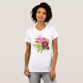 ヴィンテージ植物性バラ、クレマチス及びアネモン Tシャツ (正面フル)
