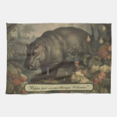 ヴィンテージ植物性ヒッポ、カスタマイズ可能 キッチンタオル (横)