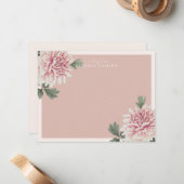 ヴィンテージ植物性ピンクフローラノートカード ノートカード (正面/裏面インサイチュ)