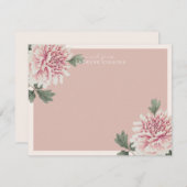 ヴィンテージ植物性ピンクフローラノートカード ノートカード (正面/裏面)