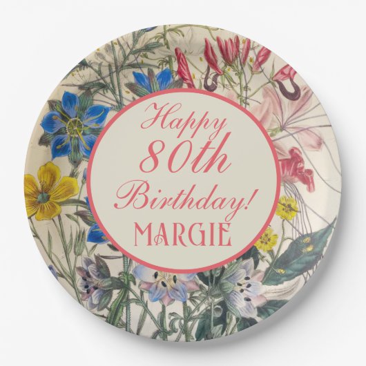 ヴィンテージ植物性フローラサンゴ ペーパープレート (正面)